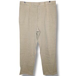 Tommy Bahama 100% Silk pants Khaki 35 x 30 Pleated Front Golf Beach Resort Pant